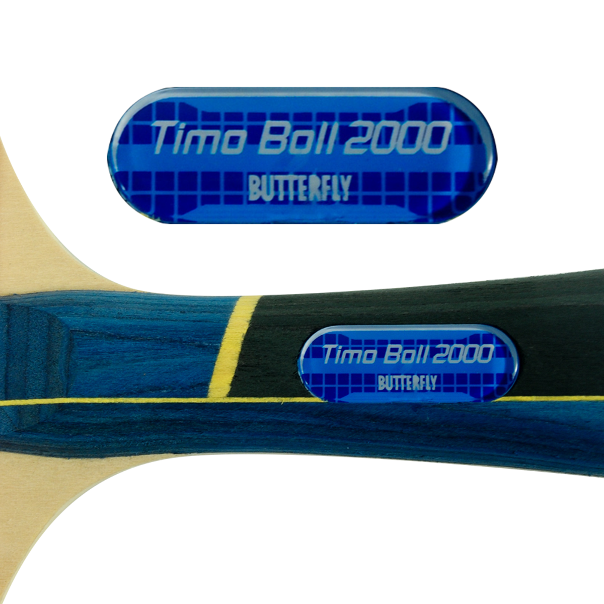 Butterfly Timo Boll 2000 Racket: Close-up of Title Emblem